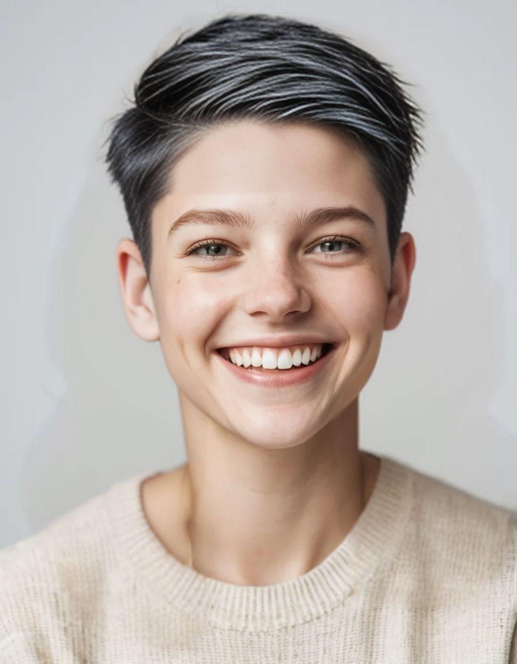 Short pixie with shaved sides hairstyle Example